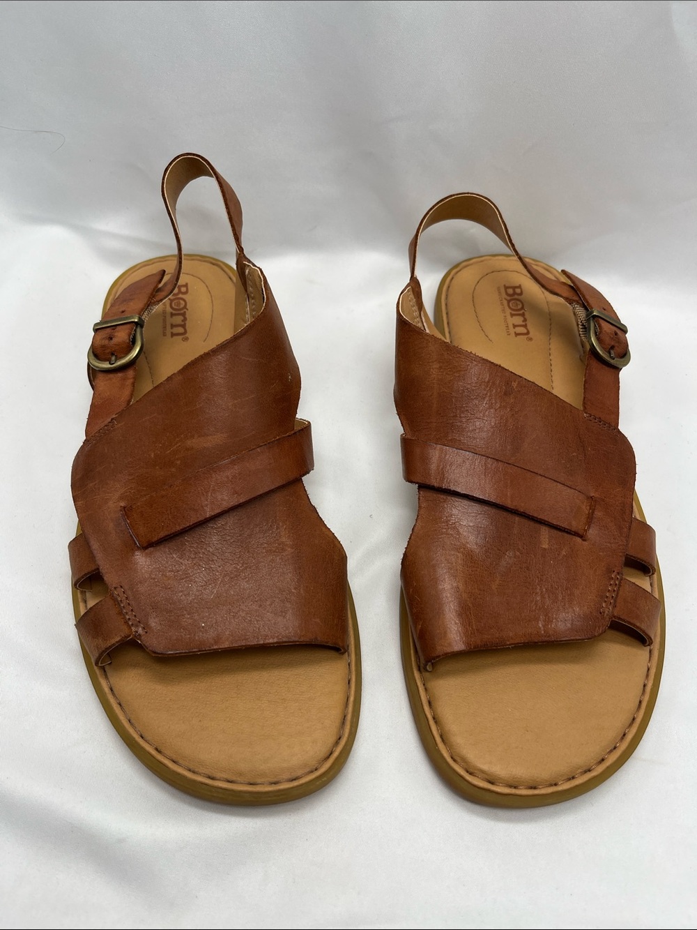 Born Inka Brown Leather Slingback Strap Sandals